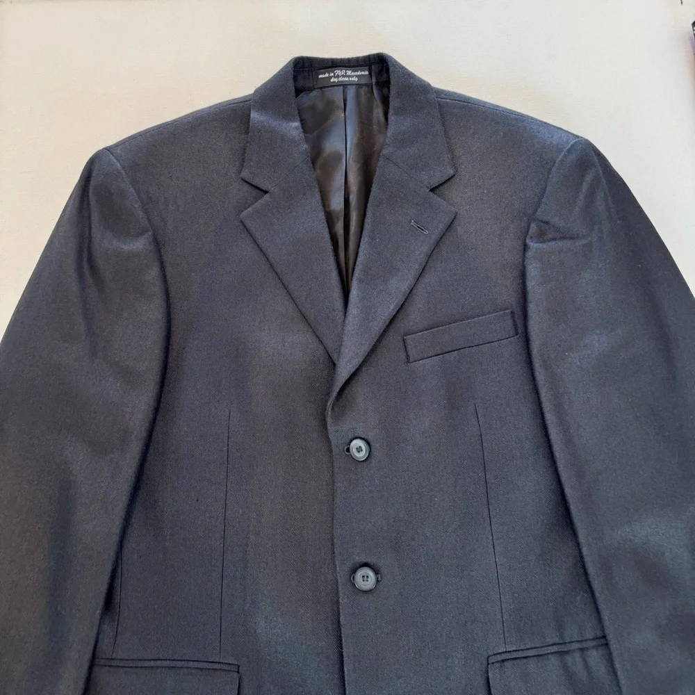 Chereskin Mens 40R Sports Coat Black 2-Button 100% Silk Blazer Jacket